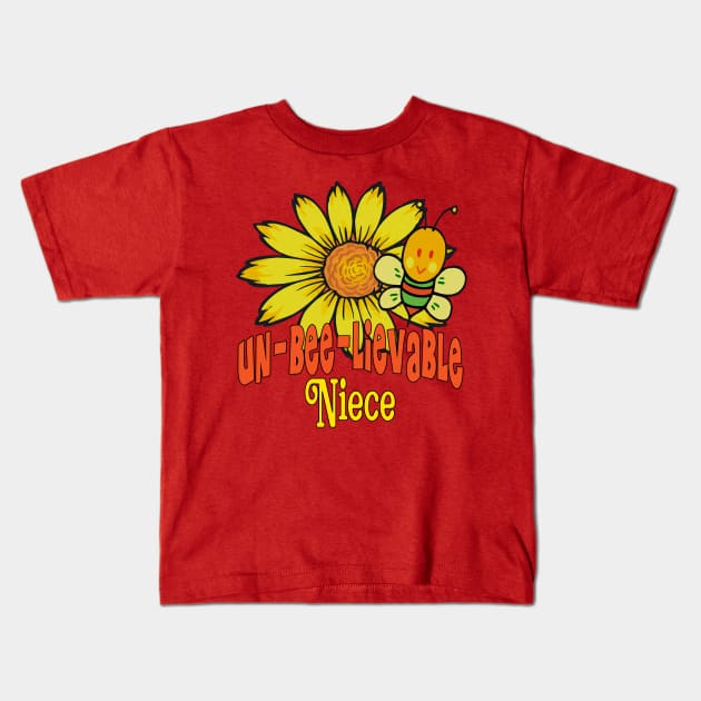 Unbelievable Niece Sunflowers and Bees Kids T-Shirt by FabulouslyFestive